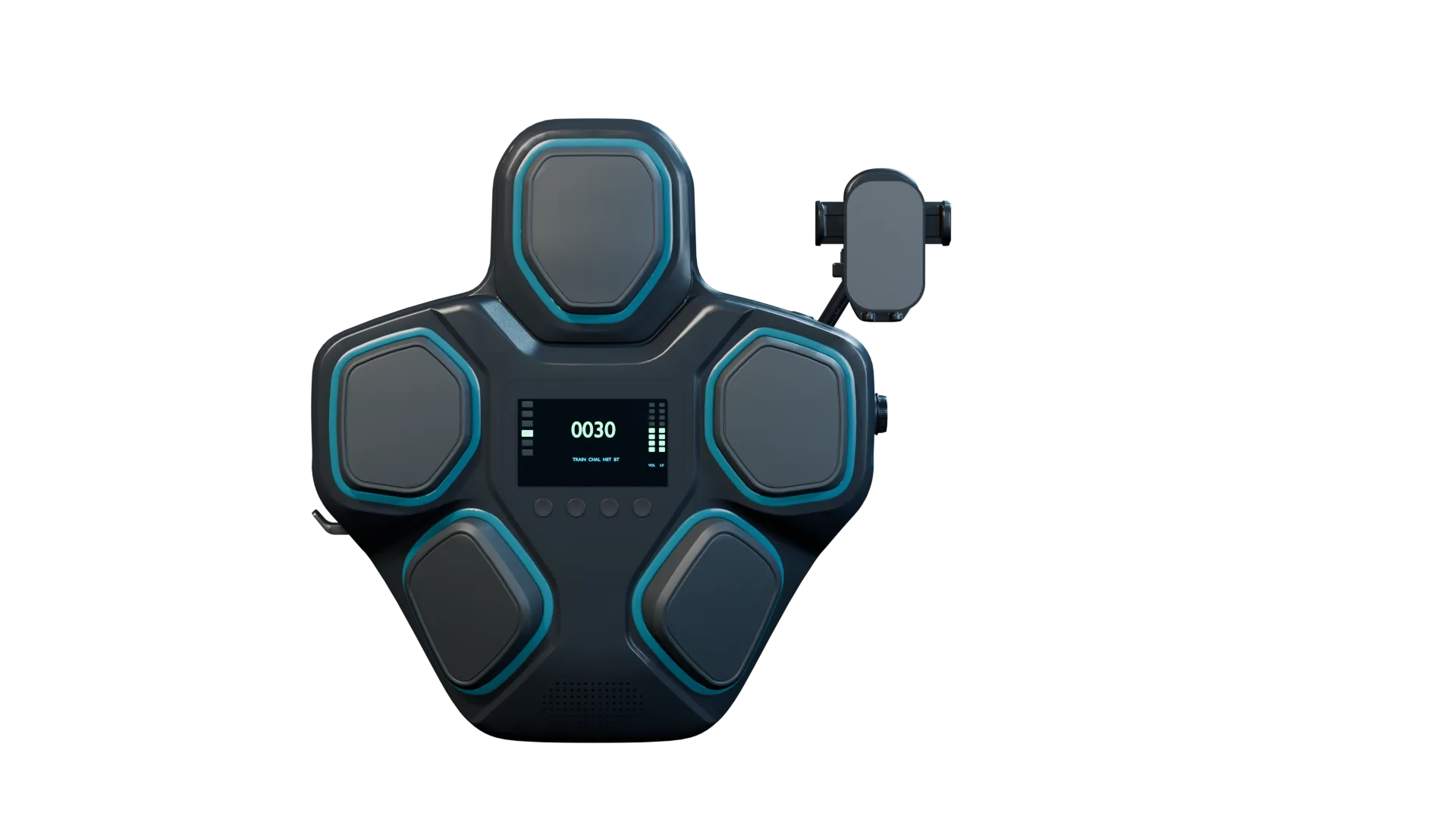 Front view showing five KINEPEAK target zones and the central interface